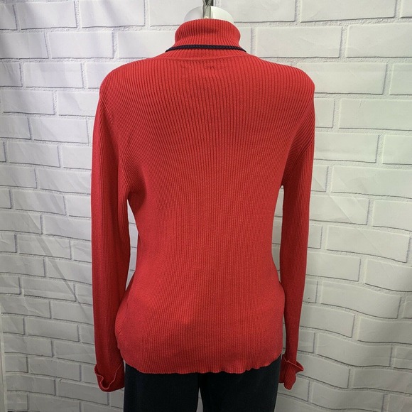 Vtg Nautica Women's Turtleneck Rib Knit Top Red XL - Picture 3 of 5